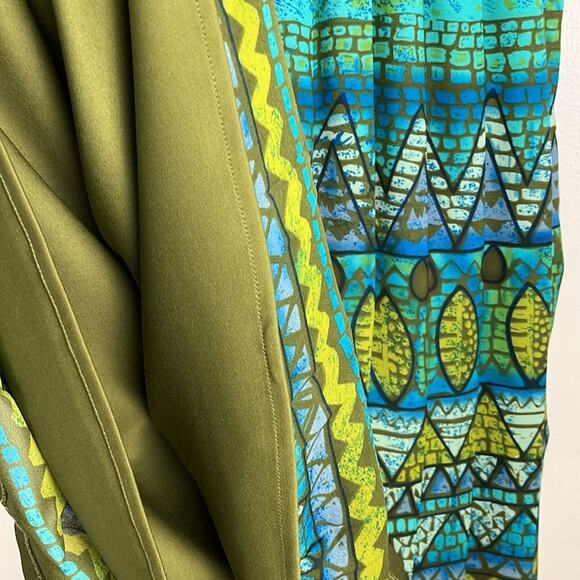 Intriguing Threads Skirt Size 4 Pleated Lined Green Southwest Print Polyester - Picture 3 of 8
